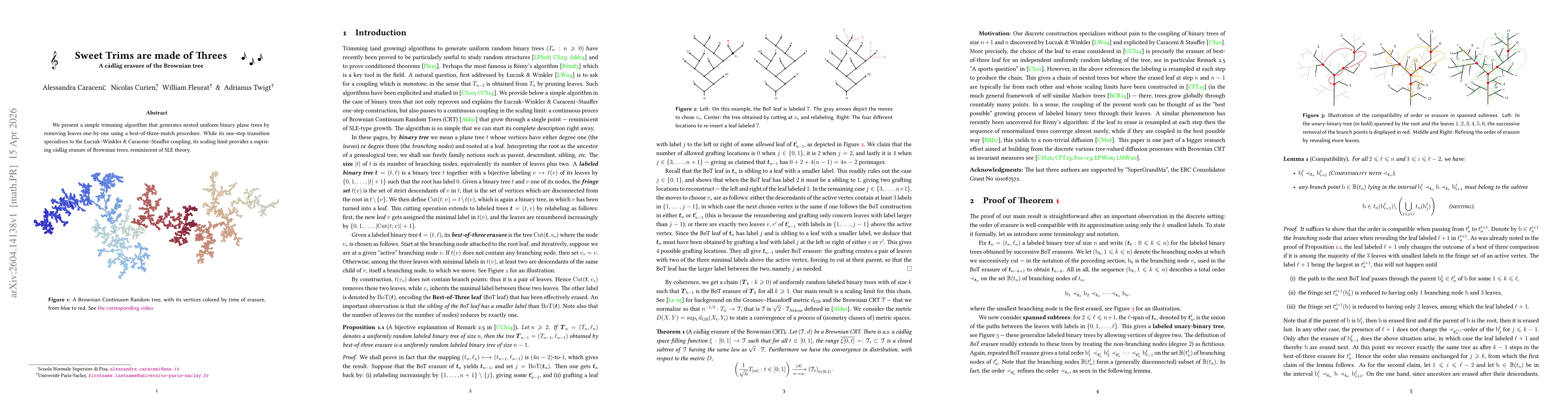 Thumbnail for Sweet Trims are made of Threes: A càdlàg erasure of the Brownian tree