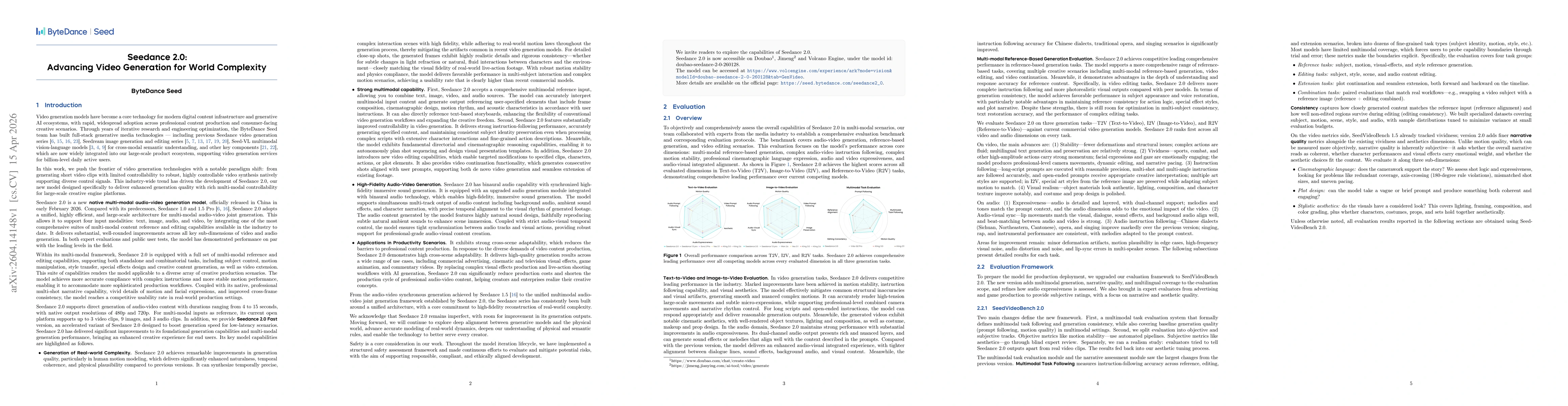 Thumbnail for Seedance 2.0: Advancing Video Generation for World Complexity