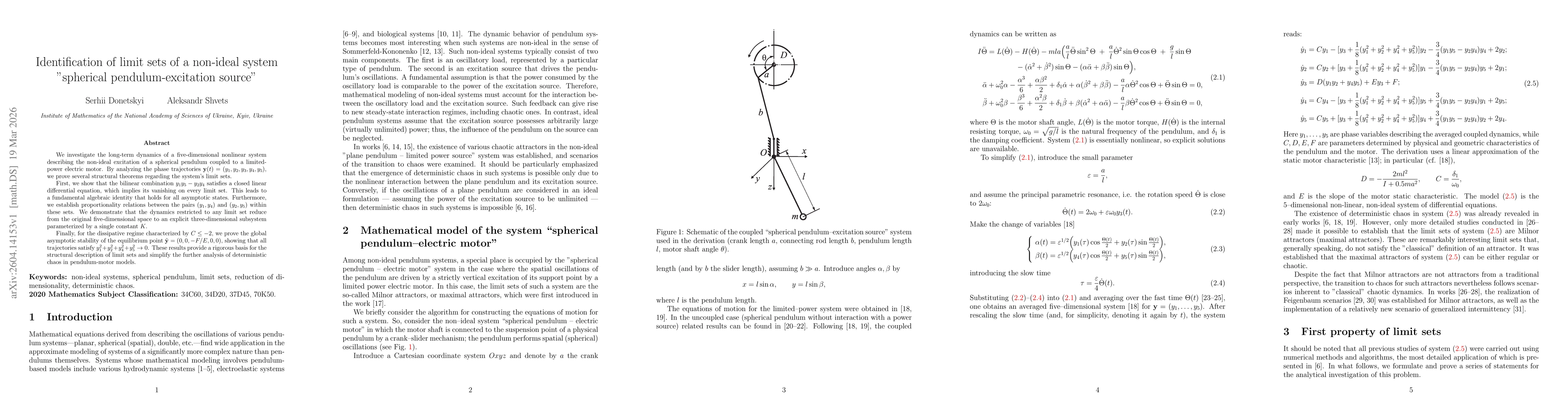 Thumbnail for Identification of limit sets of a non-ideal system: spherical pendulum-excitation source