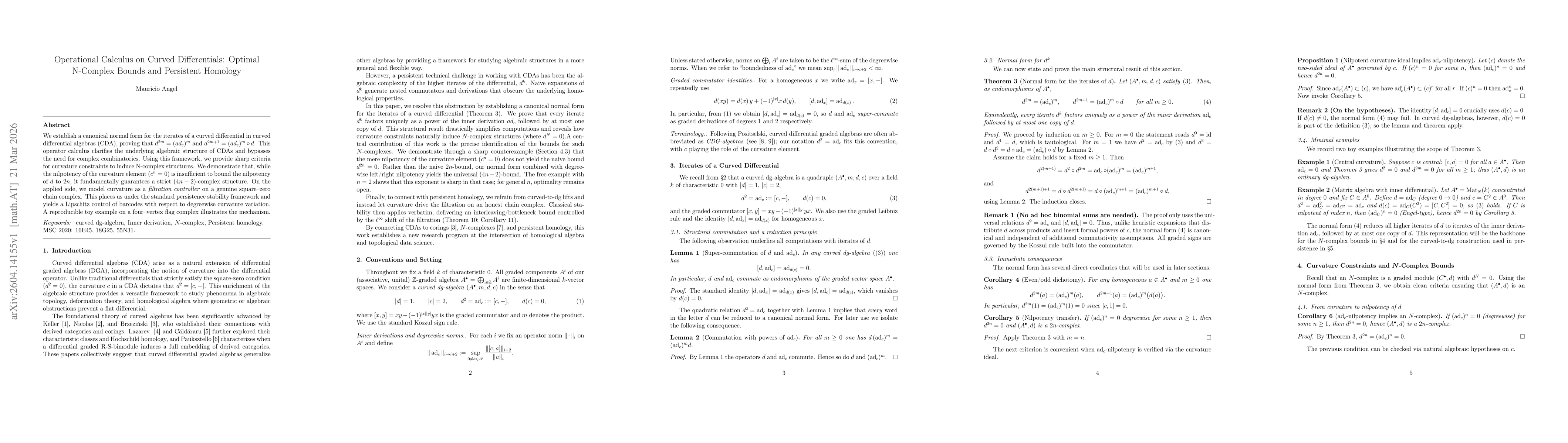 Thumbnail for Operational Calculus on Curved Differentials: Optimal N-Complex Bounds and Persistent Homology