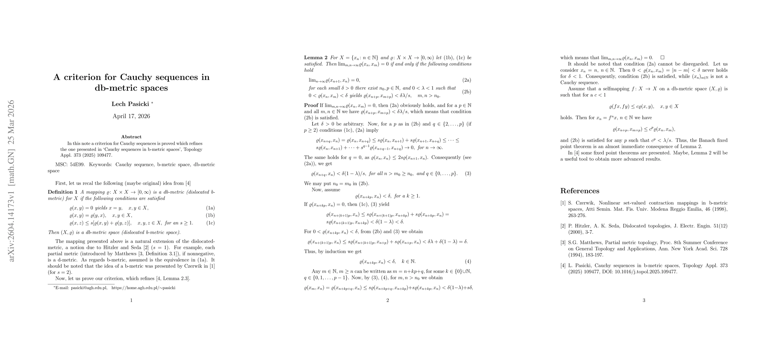 Thumbnail for A criterion for Cauchy sequences in db-metric spaces