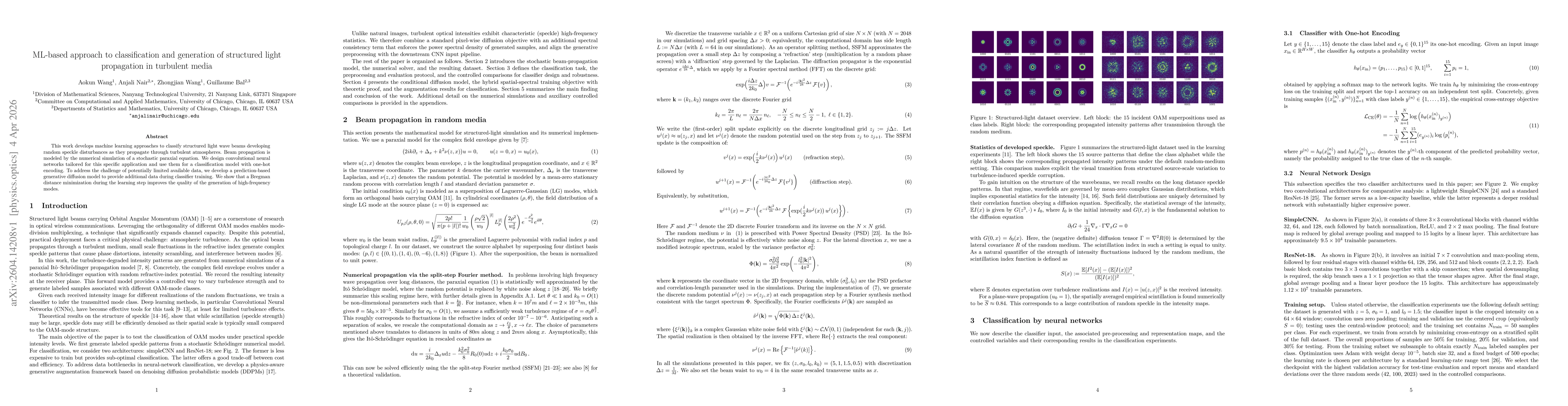 Thumbnail for ML-based approach to classification and generation of structured light propagation in turbulent media