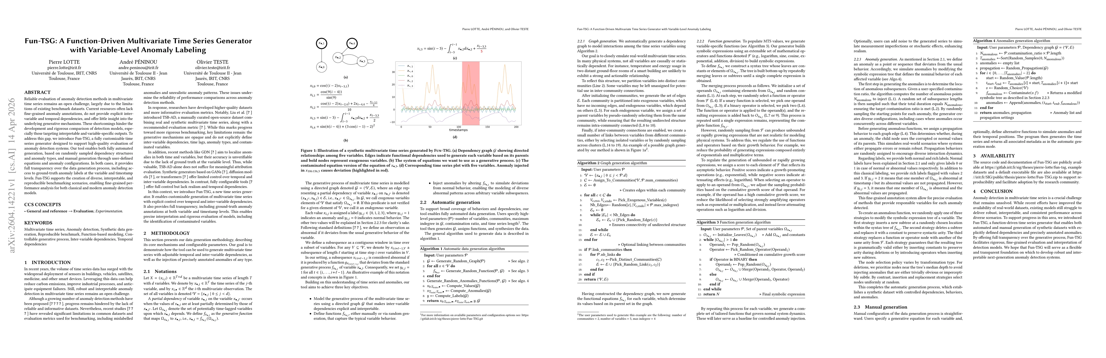 Thumbnail for Fun-TSG: A Function-Driven Multivariate Time Series Generator with Variable-Level Anomaly Labeling