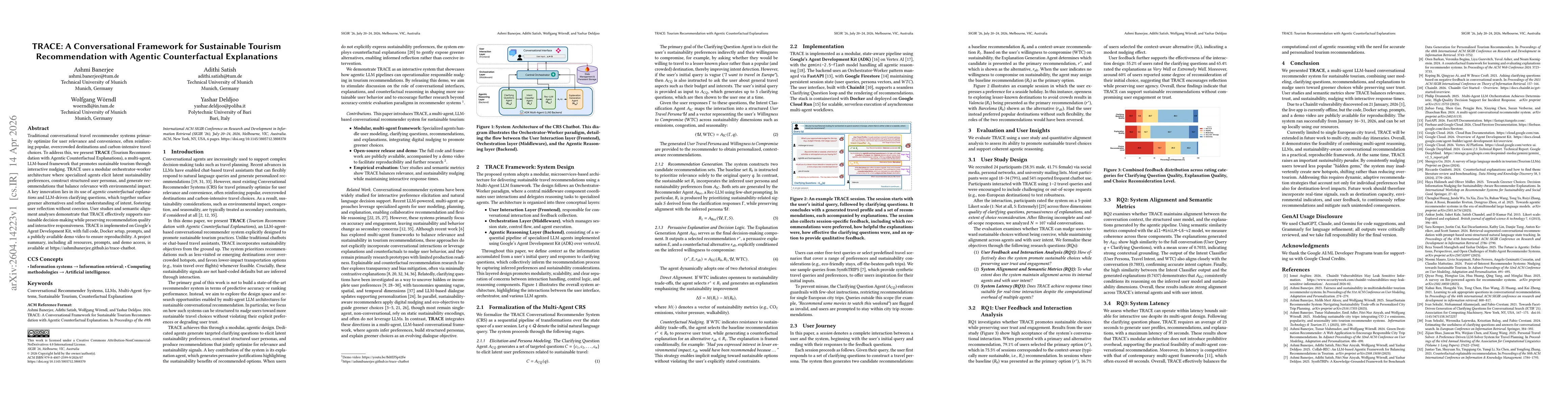Thumbnail for TRACE: A Conversational Framework for Sustainable Tourism Recommendation with Agentic Counterfactual Explanations