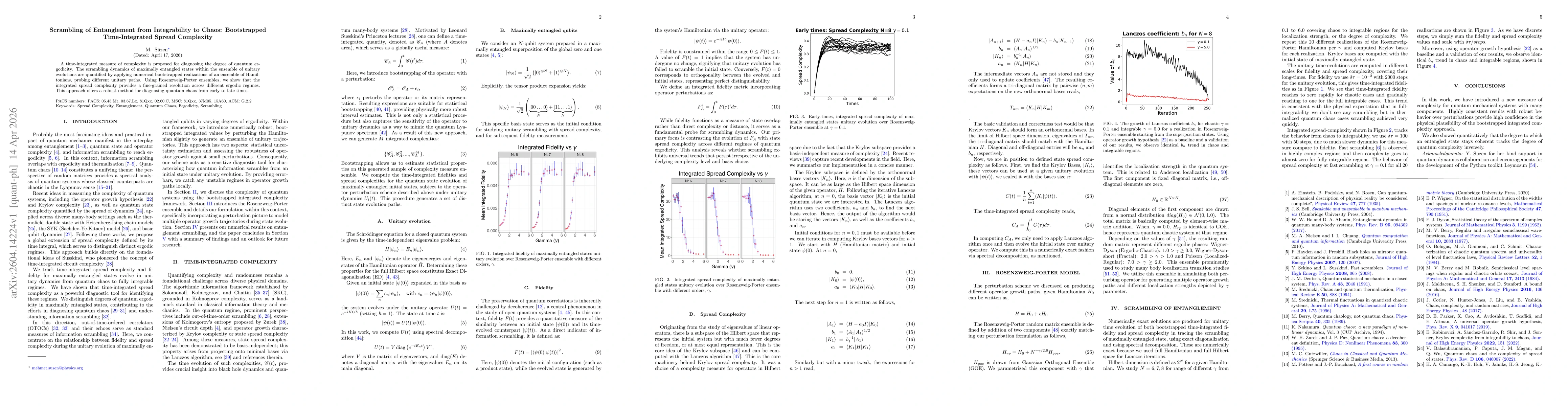 Thumbnail for Scrambling of Entanglement from Integrability to Chaos: Bootstrapped Time-Integrated Spread Complexity
