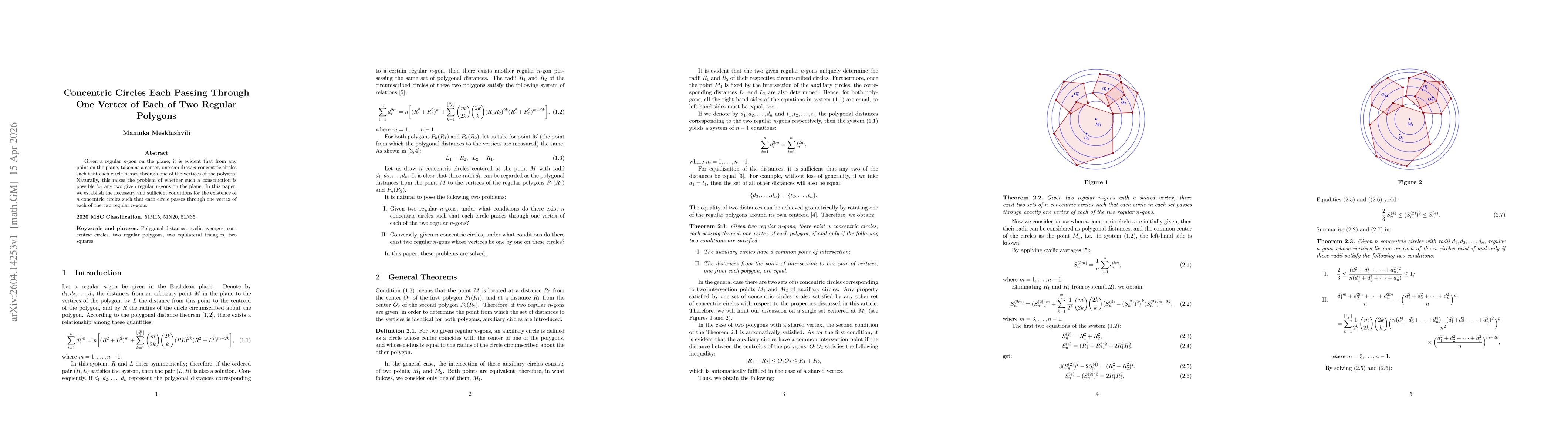 Thumbnail for Concentric Circles Each Passing Through One Vertex of Each of Two Regular Polygons