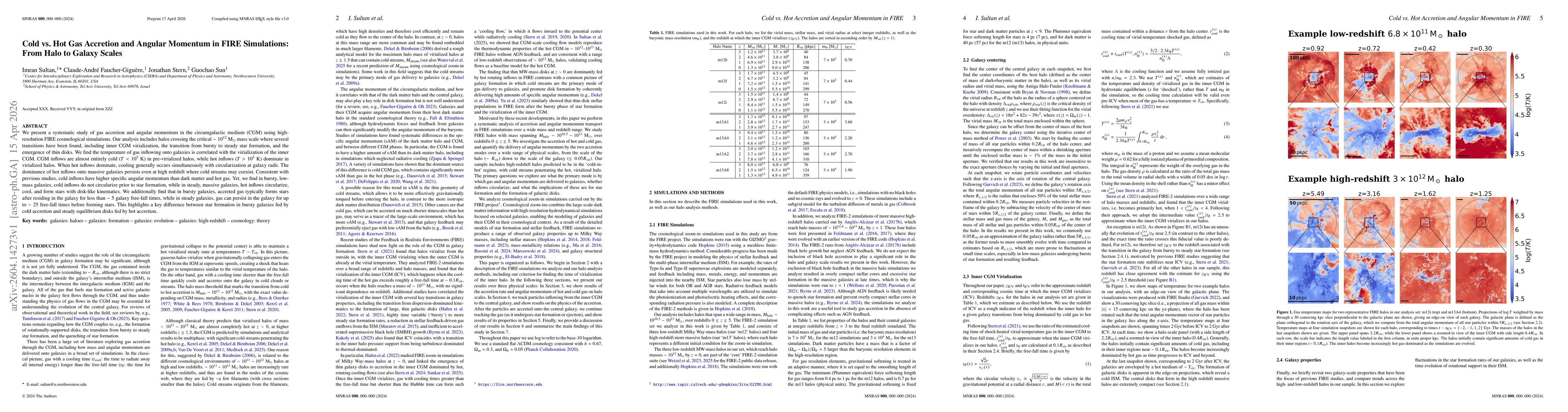 Thumbnail for Cold vs. Hot Gas Accretion and Angular Momentum in FIRE Simulations: From Halo to Galaxy Scales
