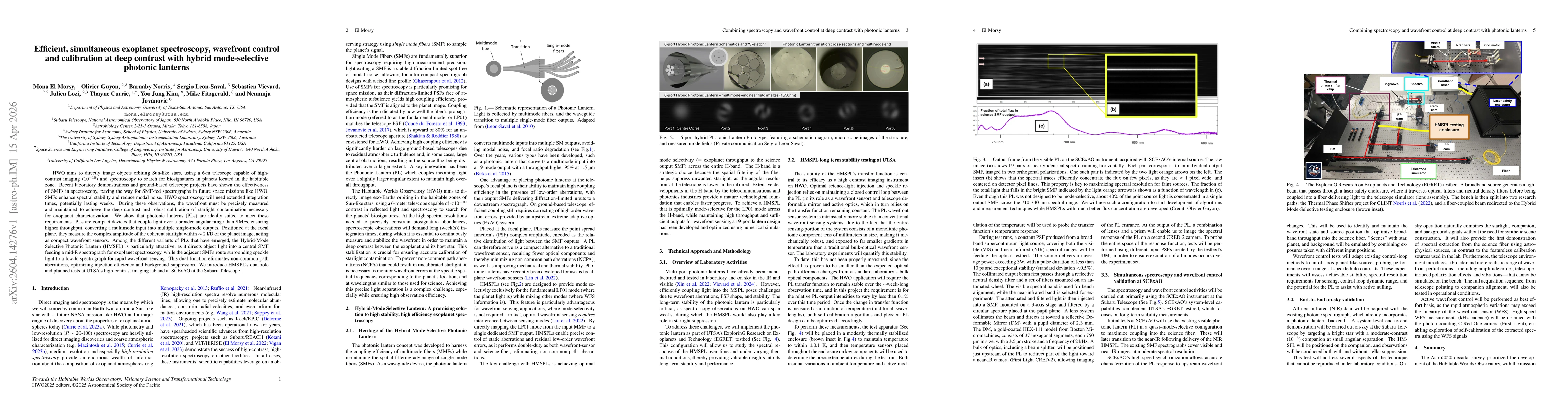 Thumbnail for Combining spectroscopy and wavefront control at deep contrast with photonic lanterns