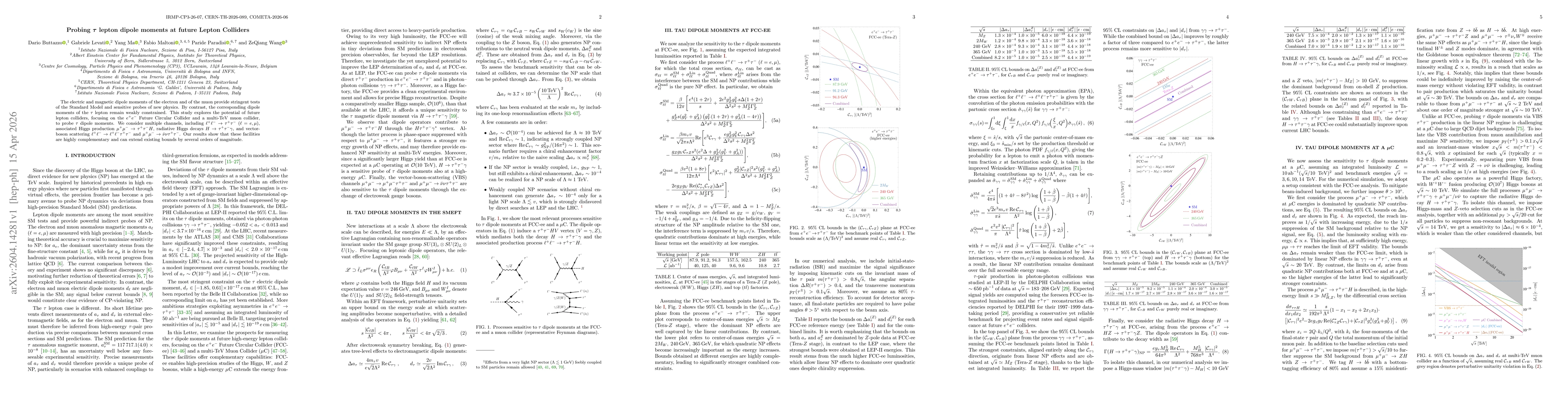 Thumbnail for Probing $τ$ lepton dipole moments at future Lepton Colliders