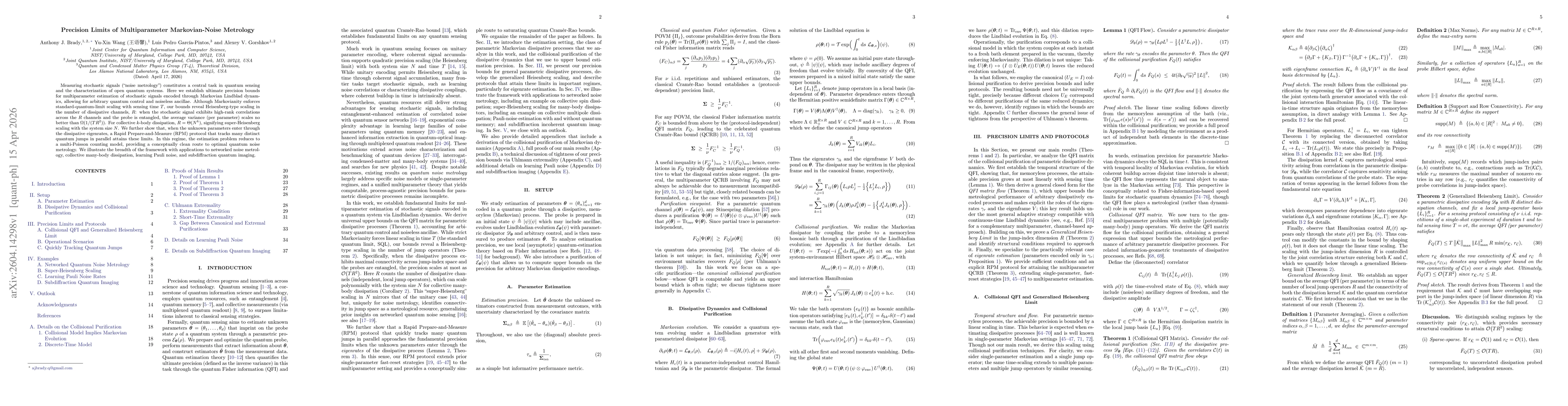 Thumbnail for Precision Limits of Multiparameter Markovian-Noise Metrology