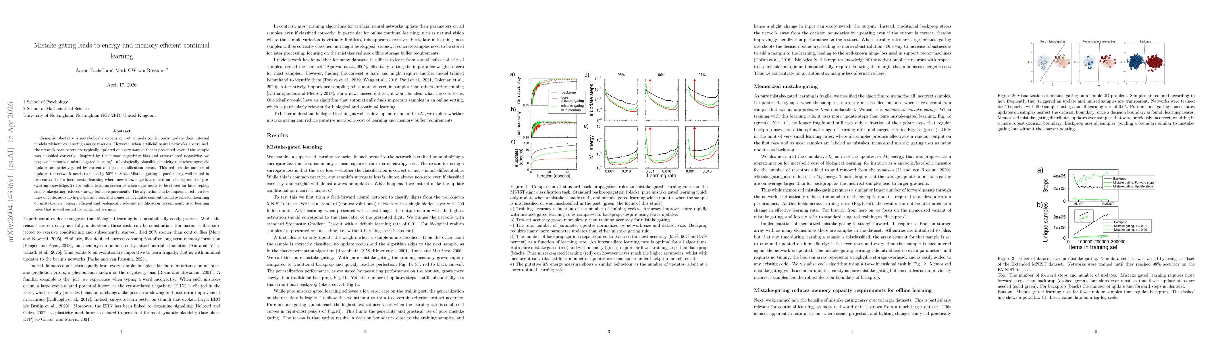 Thumbnail for Mistake gating leads to energy and memory efficient continual learning