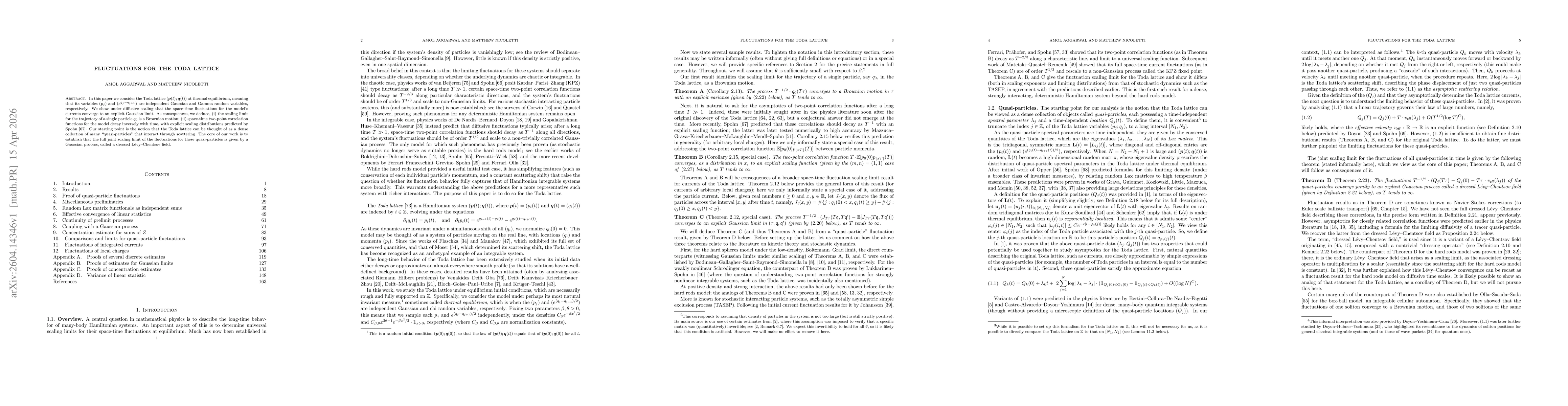 Thumbnail for Fluctuations for the Toda lattice