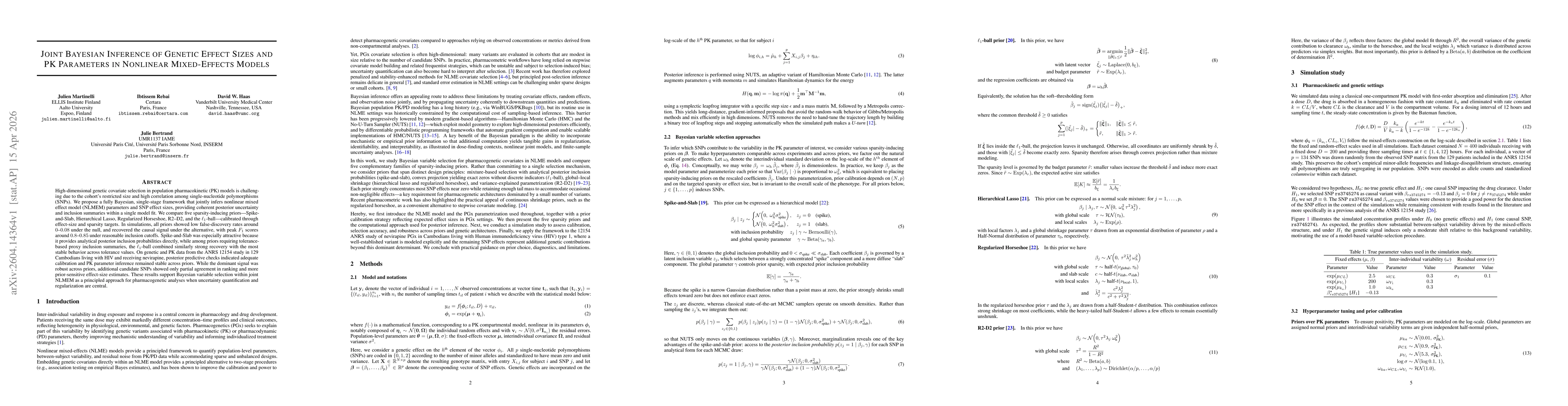 Thumbnail for Joint Bayesian Inference of Genetic Effect Sizes and PK Parameters in Nonlinear Mixed-Effects Models