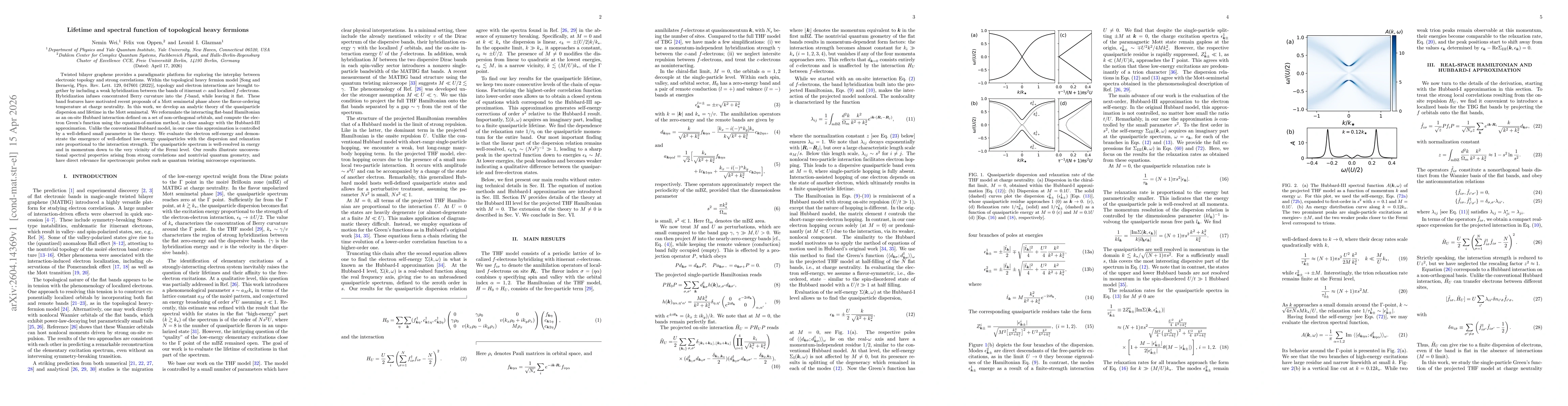 Thumbnail for Lifetime and spectral function of topological heavy fermions