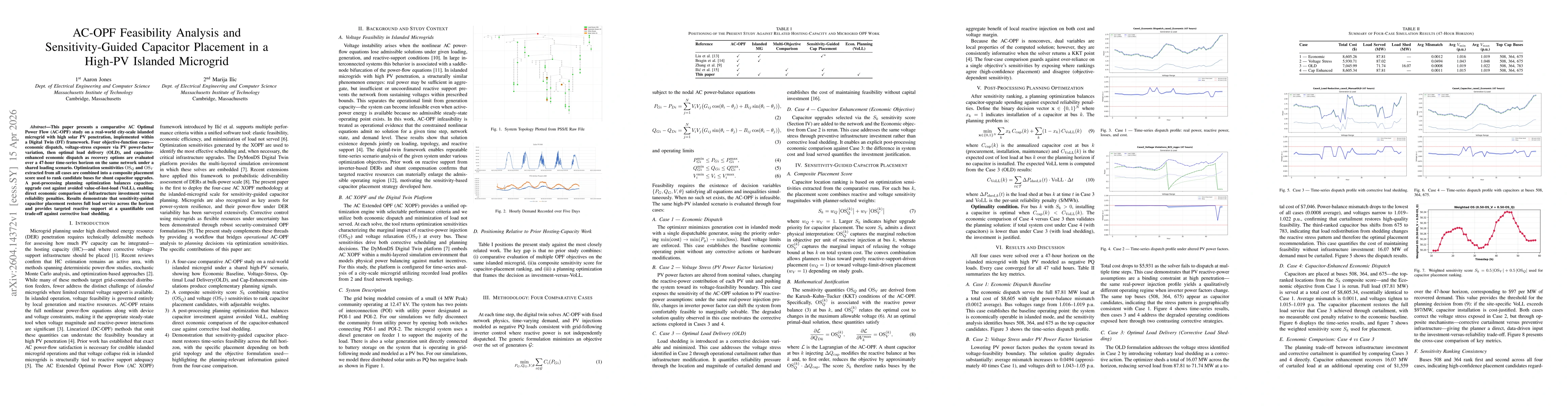 Thumbnail for AC-OPF Feasibility Analysis and Sensitivity-Guided Capacitor Placement in a High-PV Islanded Microgrid