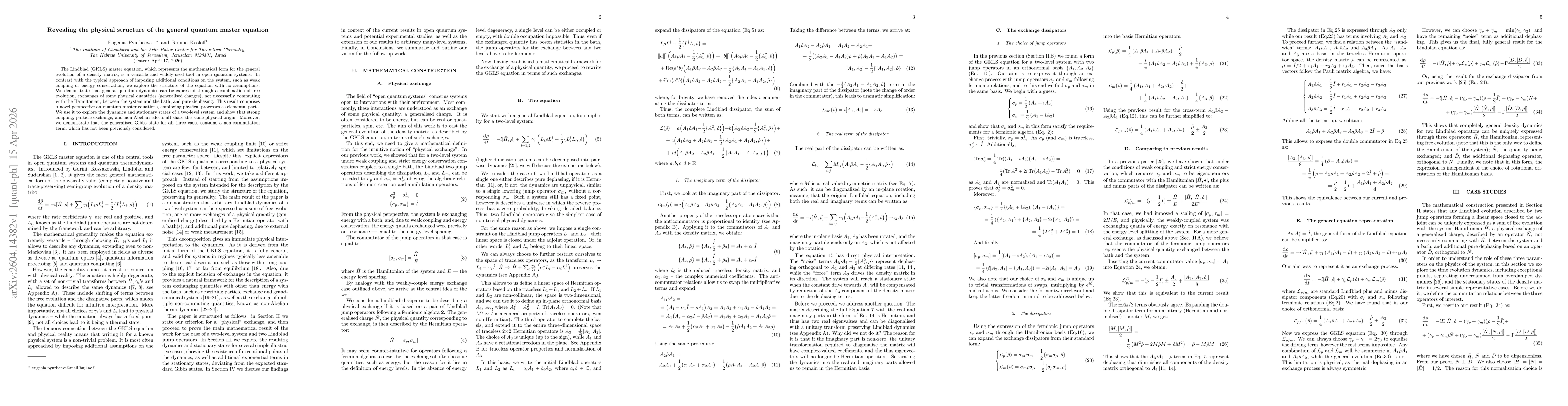 Thumbnail for Revealing the physical structure of the general quantum master equation