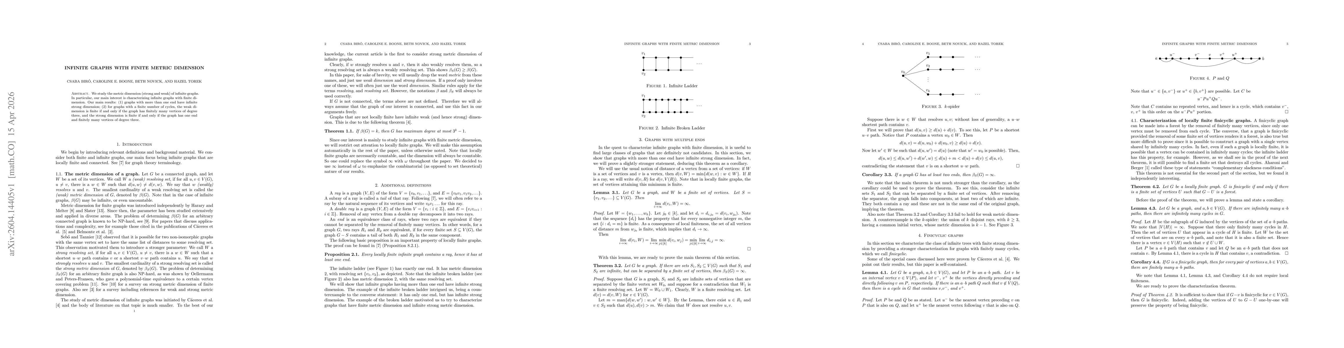 Thumbnail for Infinite graphs with finite metric dimension
