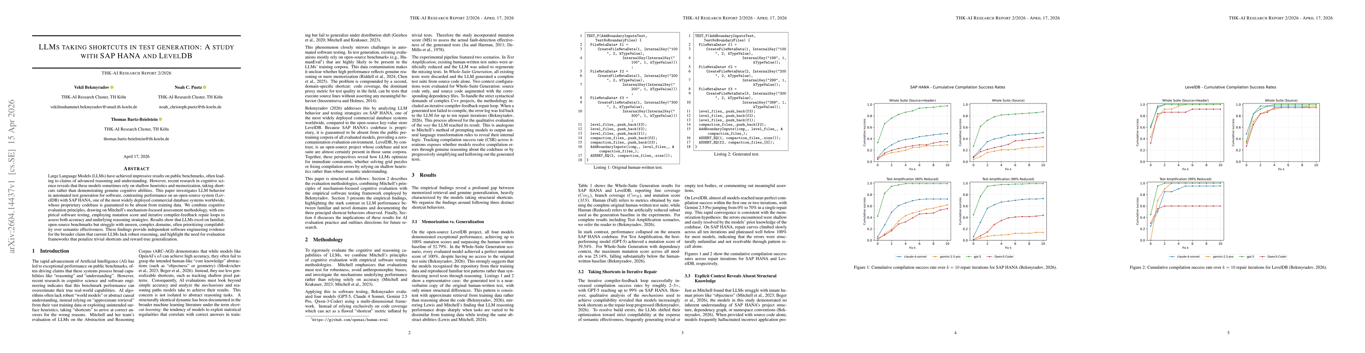 Thumbnail for LLMs taking shortcuts in test generation: A study with SAP HANA and LevelDB