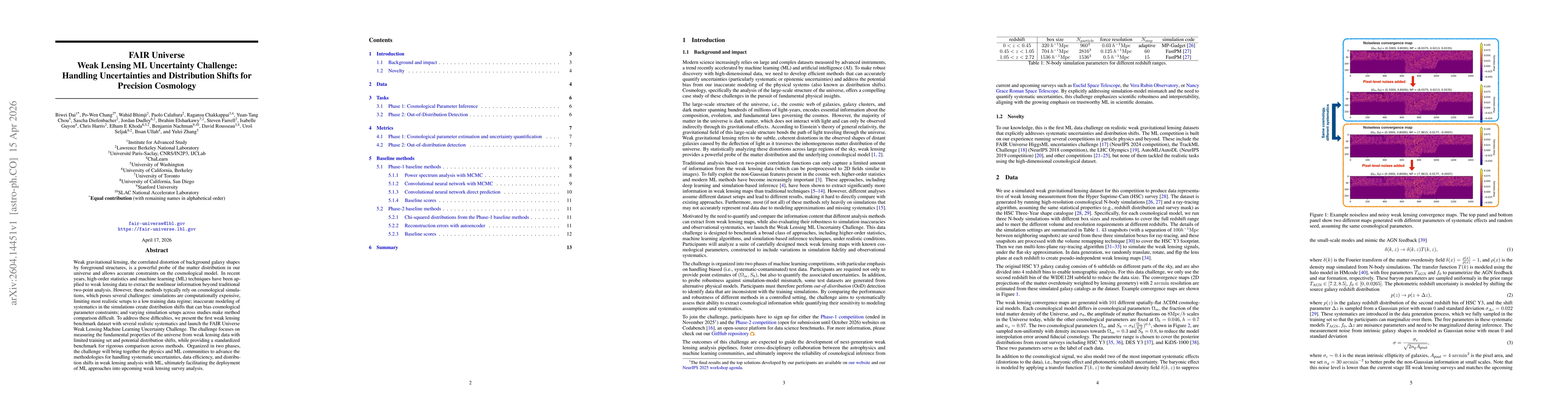 Thumbnail for FAIR Universe Weak Lensing ML Uncertainty Challenge: Handling Uncertainties and Distribution Shifts for Precision Cosmology