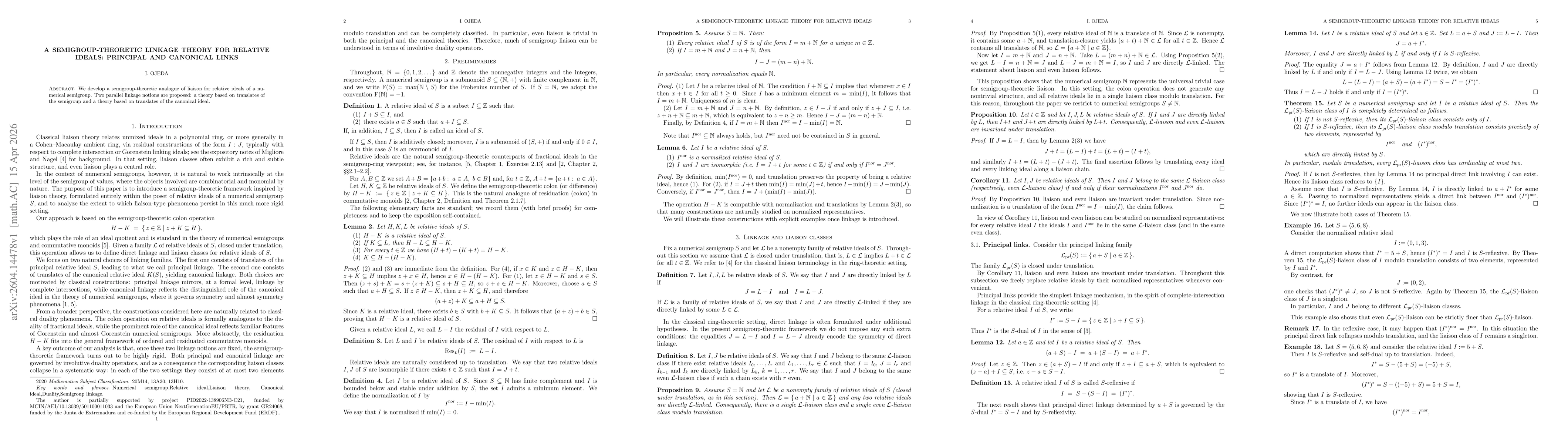 Thumbnail for A semigroup-theoretic linkage theory for relative ideals: principal and canonical links