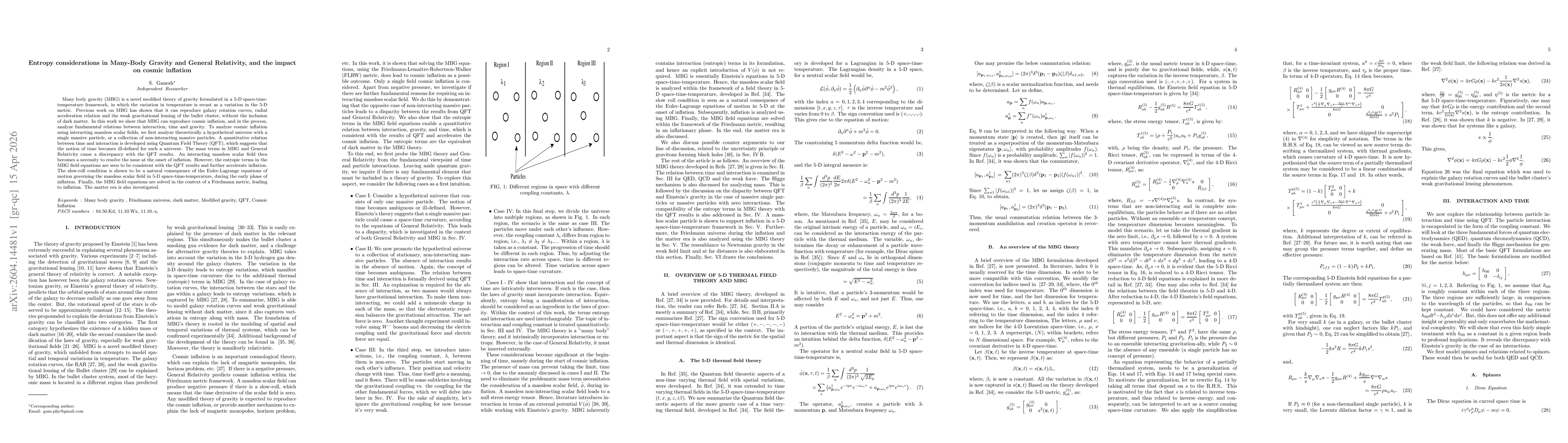 Thumbnail for Entropy considerations in Many-Body Gravity and General Relativity, and the impact on cosmic inflation
