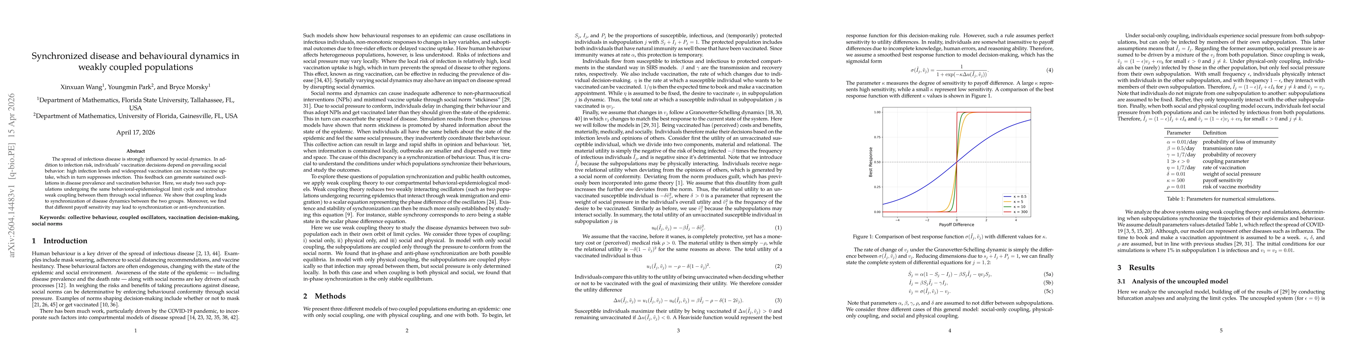 Thumbnail for Synchronized disease and behavioural dynamics in weakly coupled populations