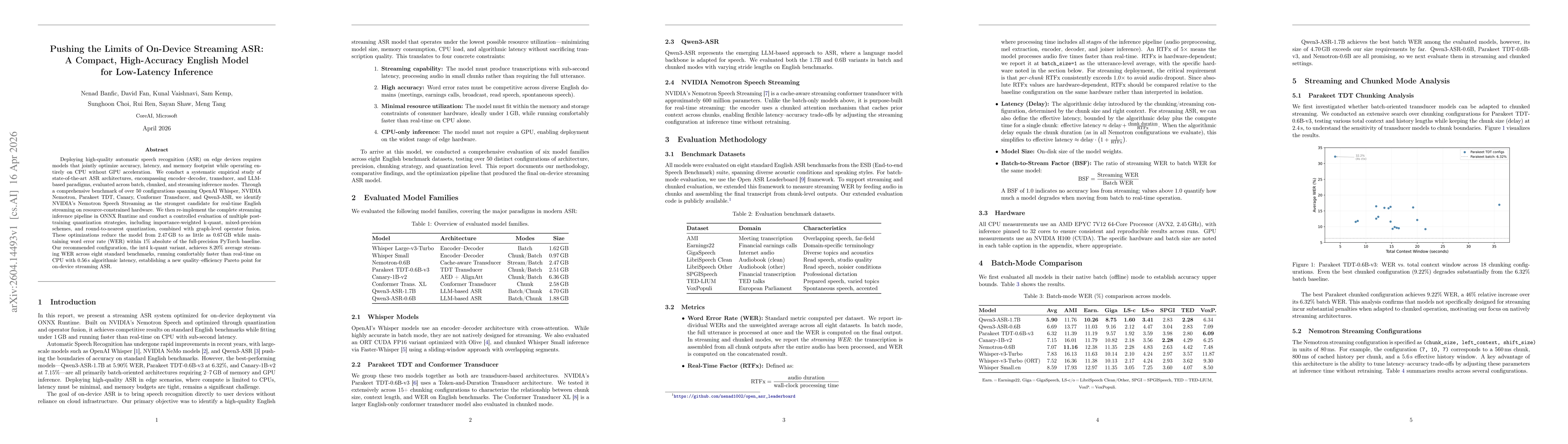 Thumbnail for Pushing the Limits of On-Device Streaming ASR: A Compact, High-Accuracy English Model for Low-Latency Inference