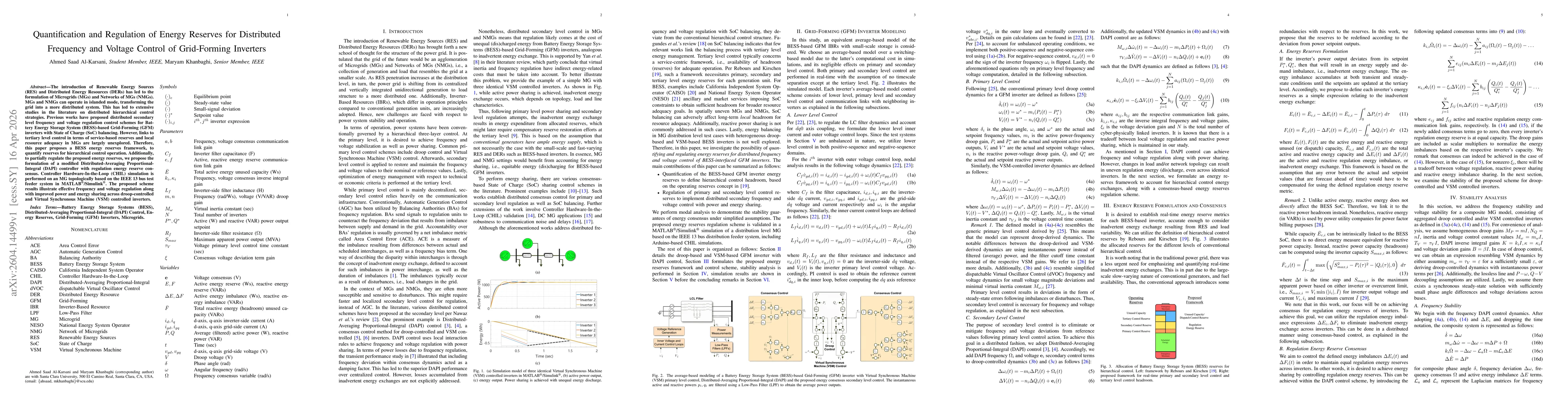 Thumbnail for Quantification and Regulation of Energy Reserves for Distributed Frequency and Voltage Control of Grid-Forming Inverters