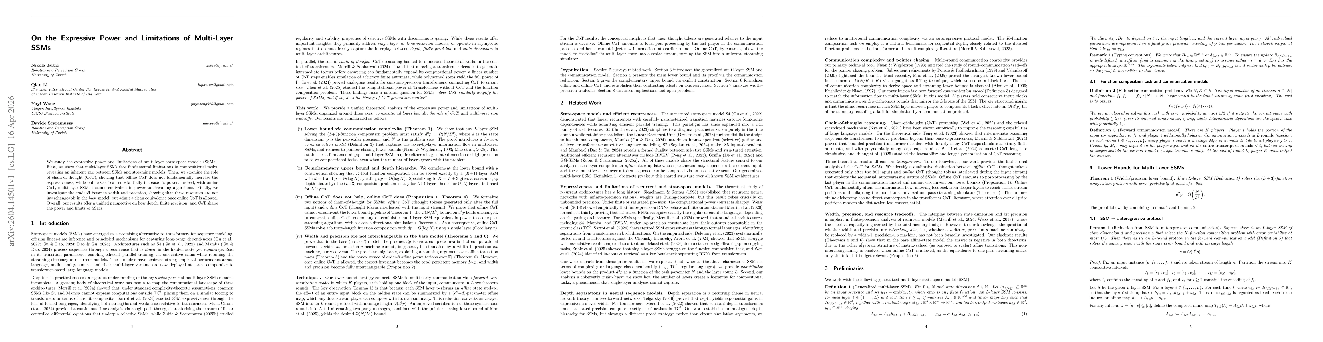 Thumbnail for On the Expressive Power and Limitations of Multi-Layer SSMs