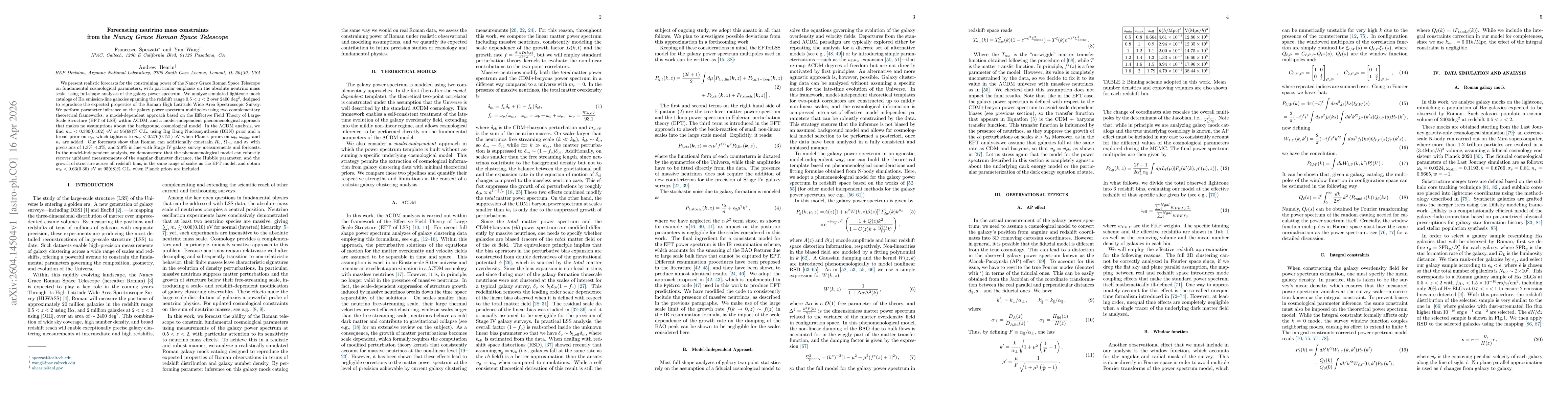 Thumbnail for Forecasting neutrino mass constraints from the Nancy Grace Roman Space Telescope