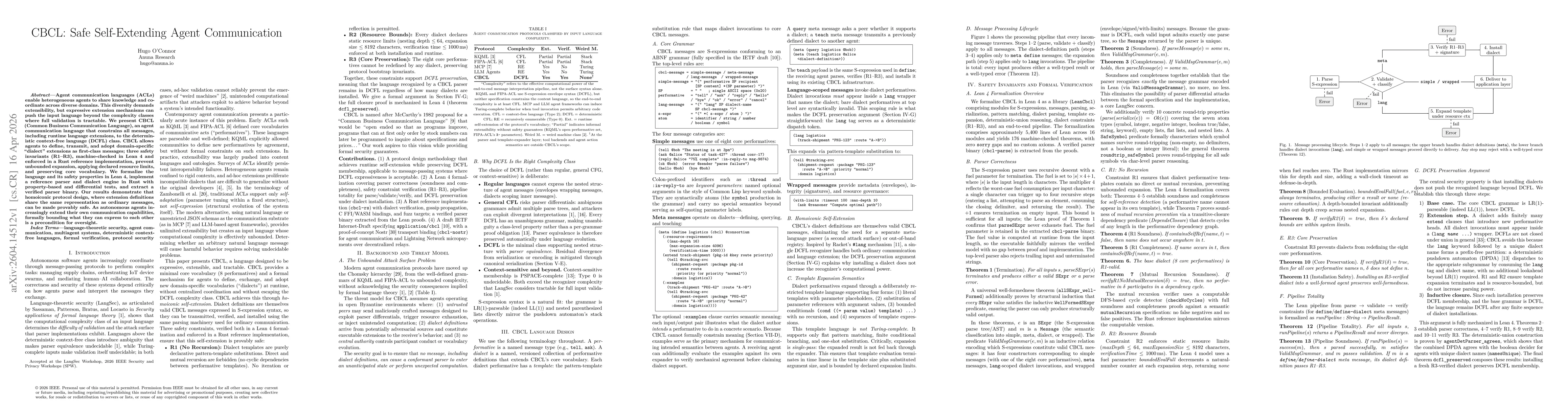 Thumbnail for CBCL: Safe Self-Extending Agent Communication