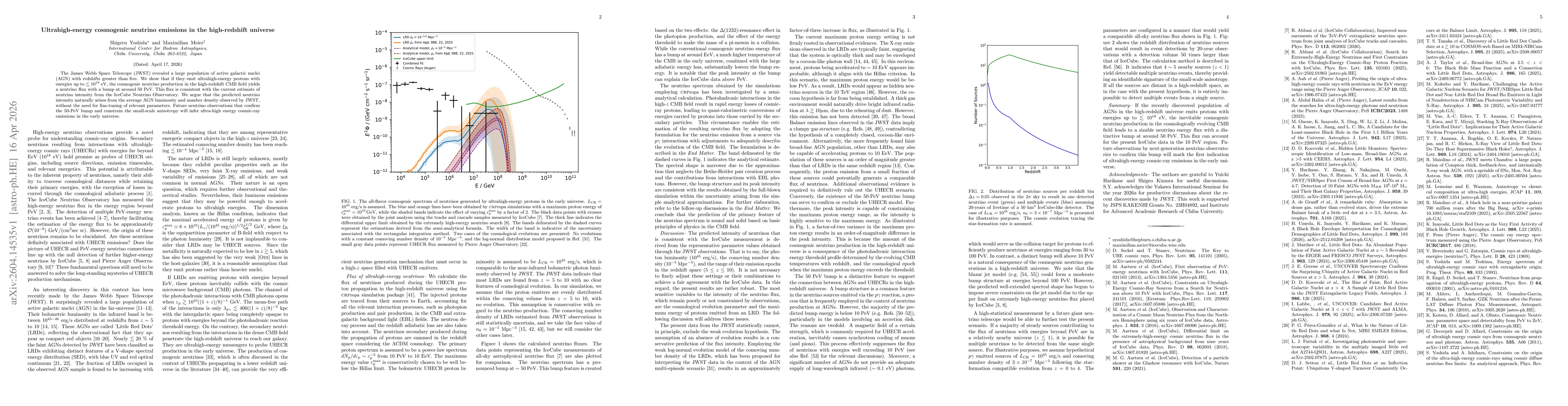 Thumbnail for Ultrahigh-energy cosmogenic neutrino emissions in the high-redshift universe