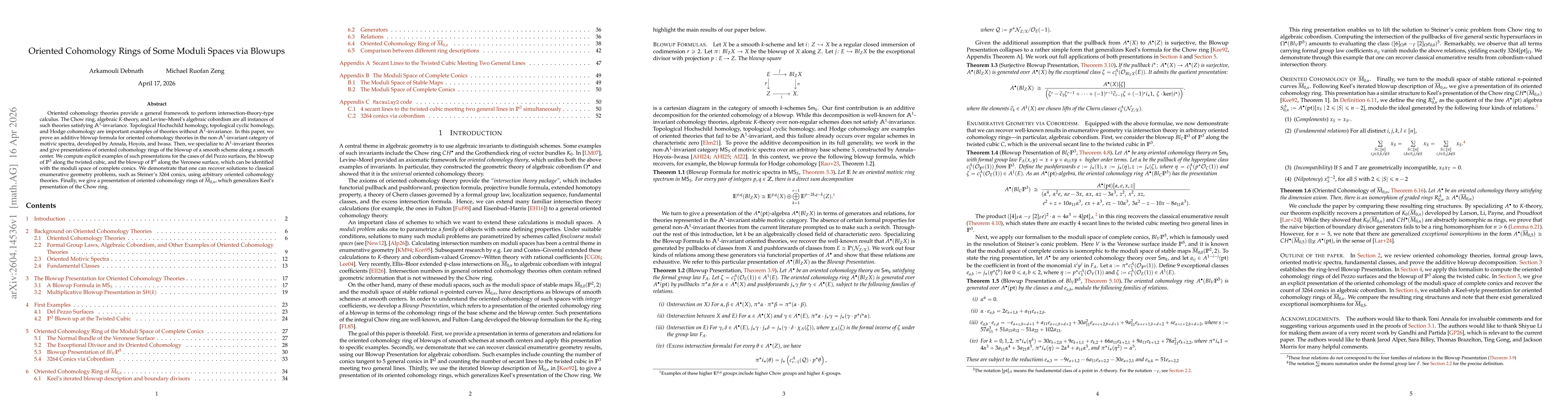 Thumbnail for Oriented Cohomology Rings of Some Moduli Spaces via Blowups
