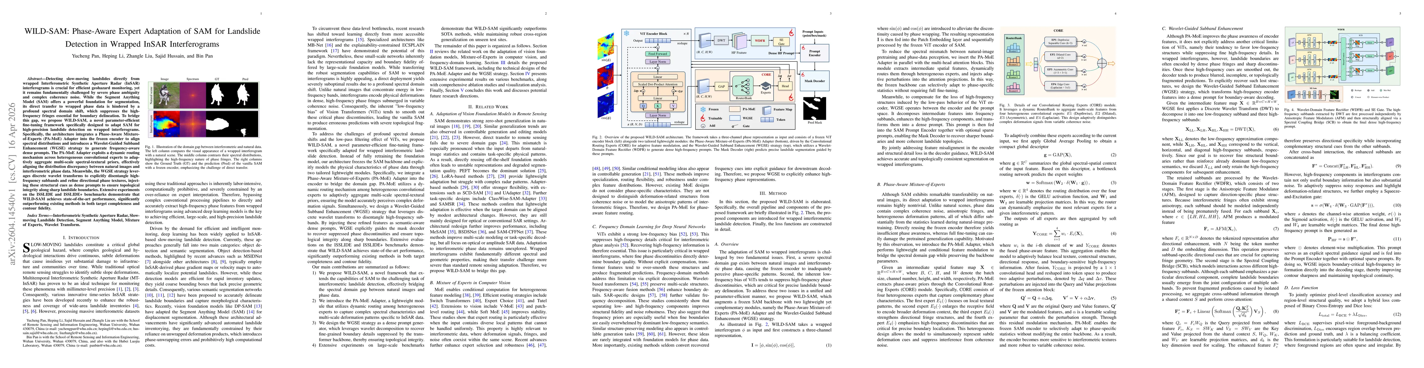Thumbnail for WILD-SAM: Phase-Aware Expert Adaptation of SAM for Landslide Detection in Wrapped InSAR Interferograms