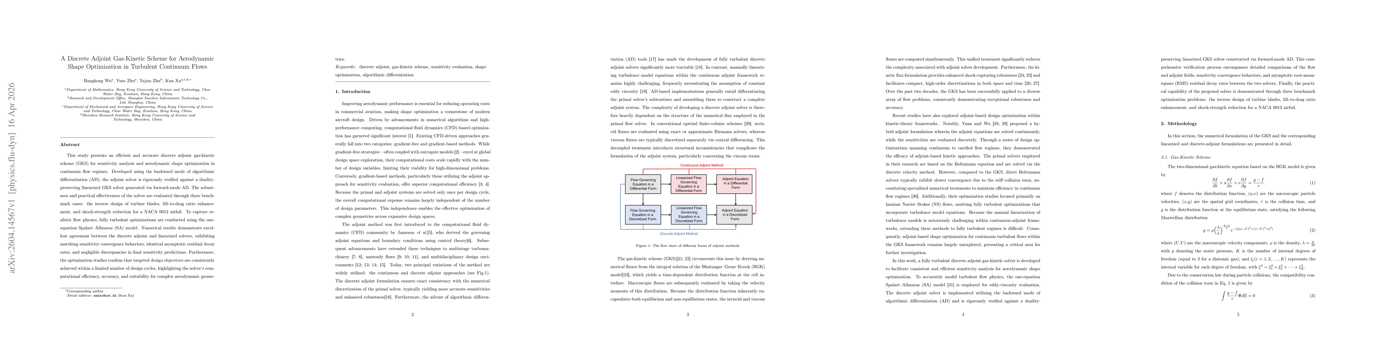 Thumbnail for A Discrete Adjoint Gas-Kinetic Scheme for Aerodynamic Shape Optimization in Turbulent Continuum Flows