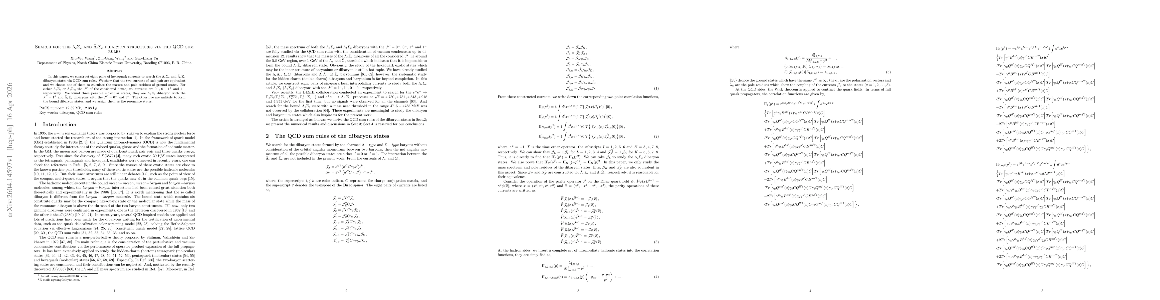 Thumbnail for Search for the $Λ_cΣ_c$ and $\barΛ_cΣ_c$ dibaryon structures via the QCD sum rules