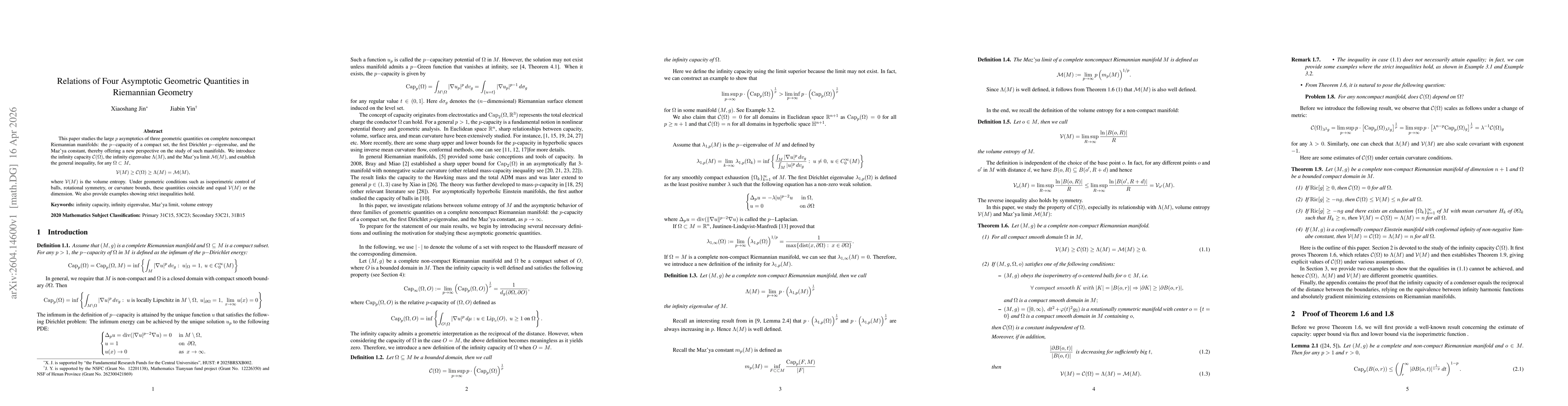 Thumbnail for Relations of Four Asymptotic Geometric Quantities in Riemannian Geometry