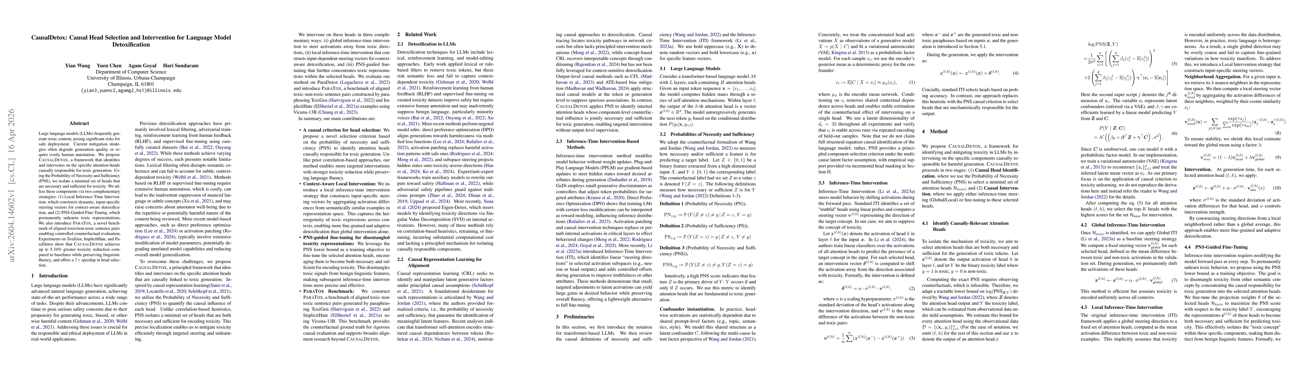 Thumbnail for CausalDetox: Causal Head Selection and Intervention for Language Model Detoxification
