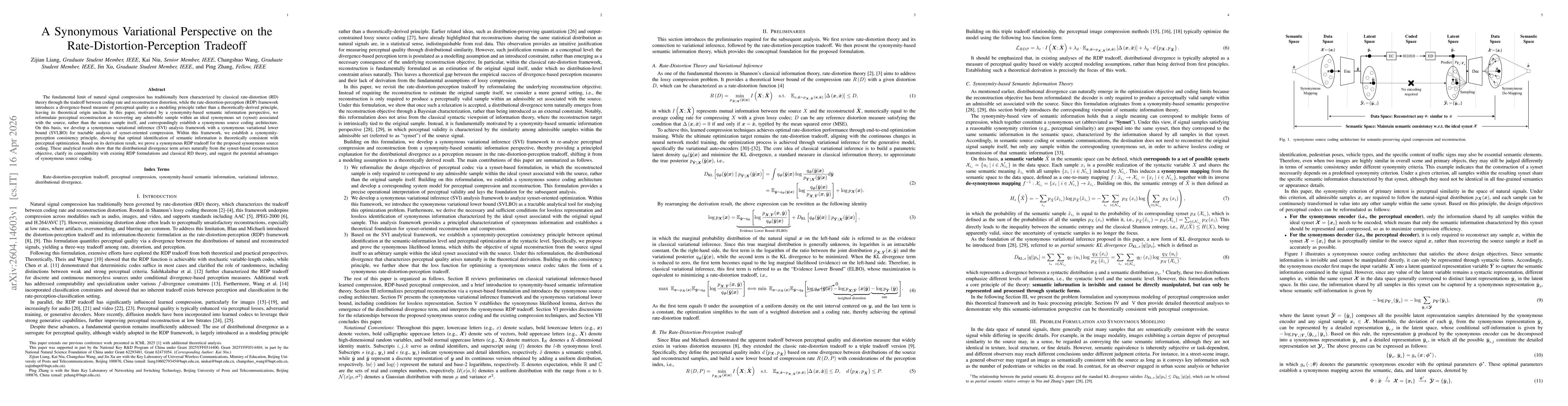 Thumbnail for A Synonymous Variational Perspective on the Rate-Distortion-Perception Tradeoff