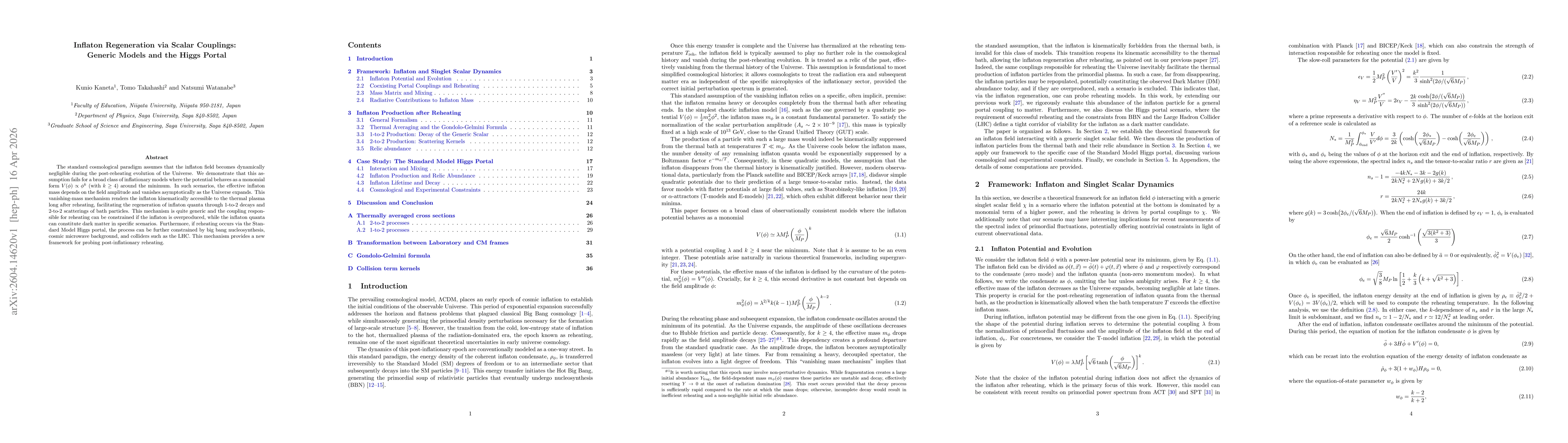 Thumbnail for Inflaton Regeneration via Scalar Couplings: Generic Models and the Higgs Portal