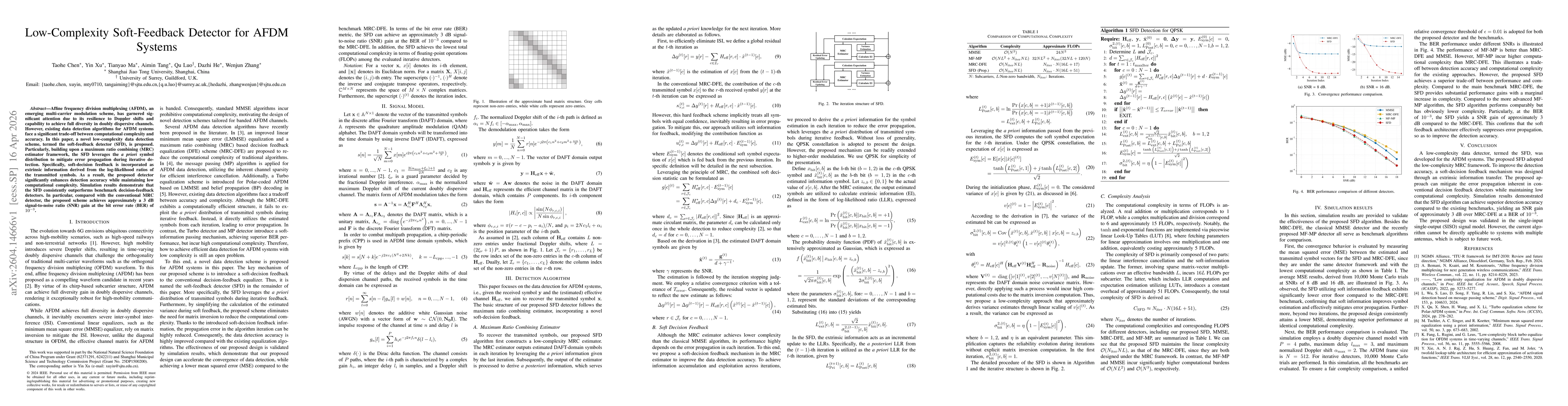 Thumbnail for Low-Complexity Soft-Feedback Detector for AFDM Systems