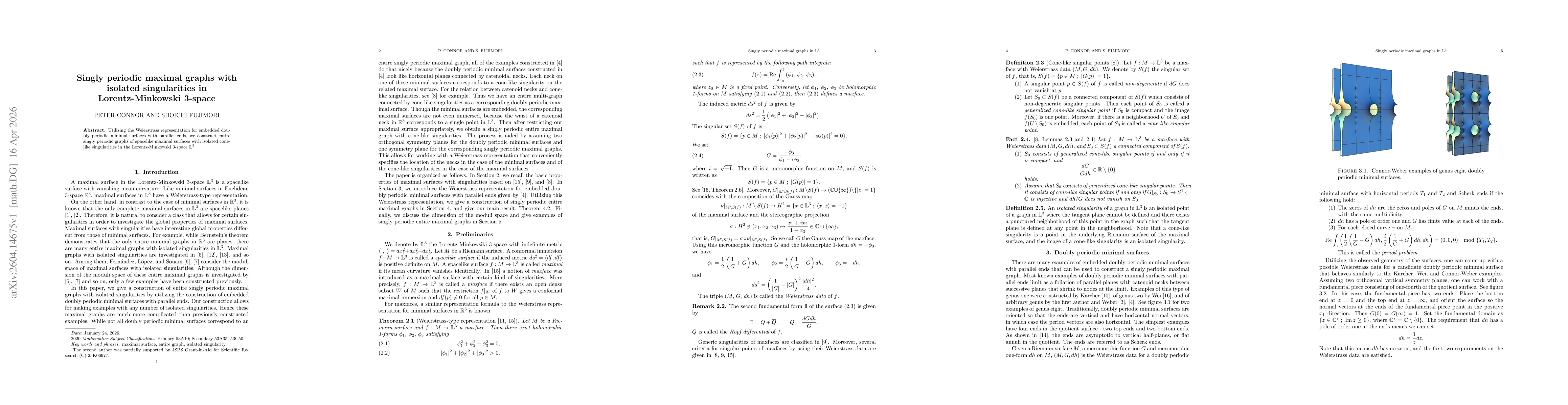 Thumbnail for Singly periodic maximal graphs with isolated singularities in Lorentz-Minkowski 3-space