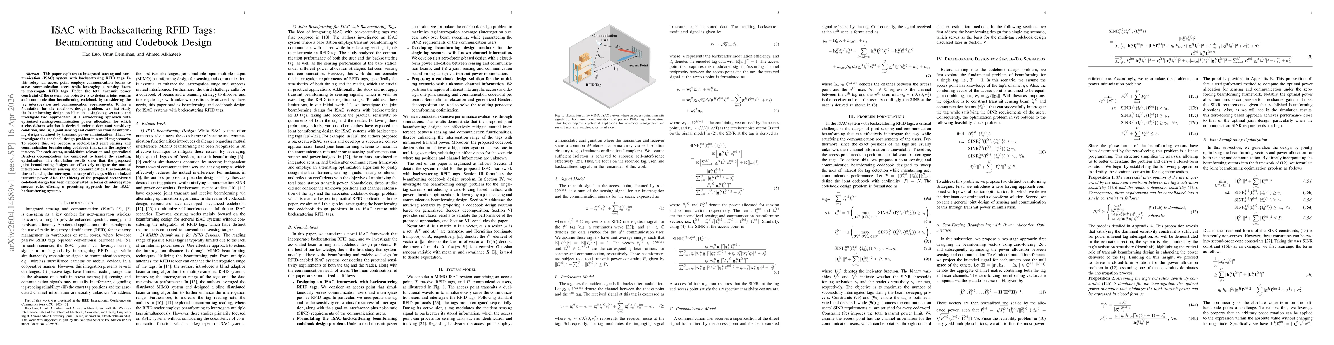Thumbnail for ISAC with Backscattering RFID Tags: Beamforming and Codebook Design