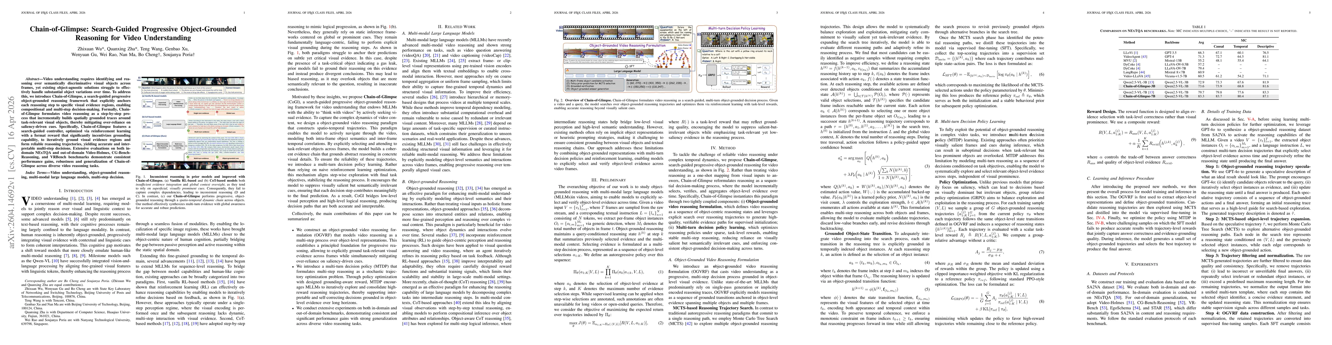 Thumbnail for Chain-of-Glimpse: Search-Guided Progressive Object-Grounded Reasoning for Video Understanding