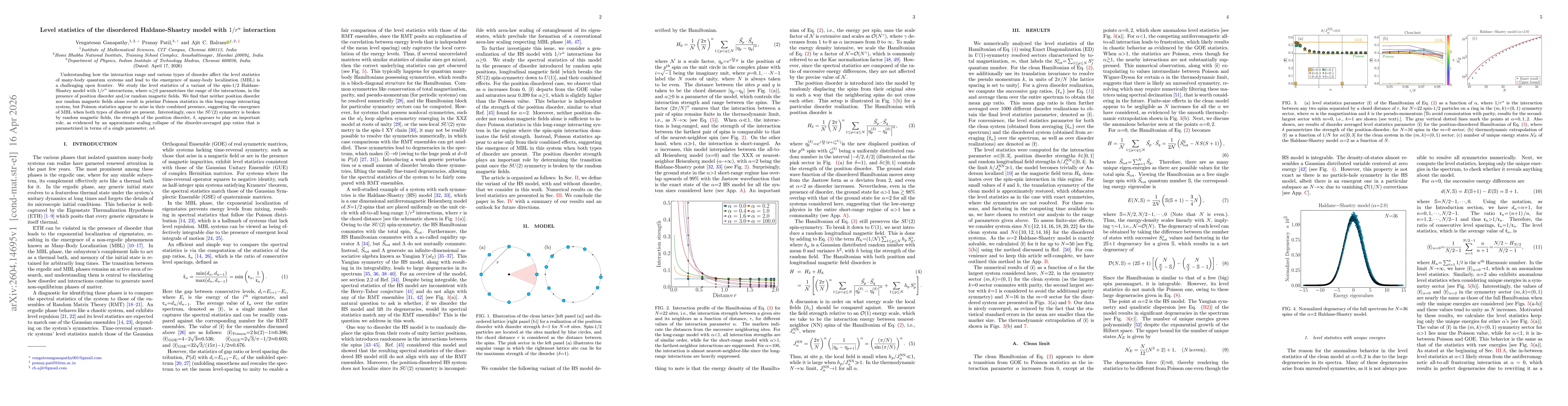 Thumbnail for Level statistics of the disordered Haldane-Shastry model with $1/r^α$ interaction