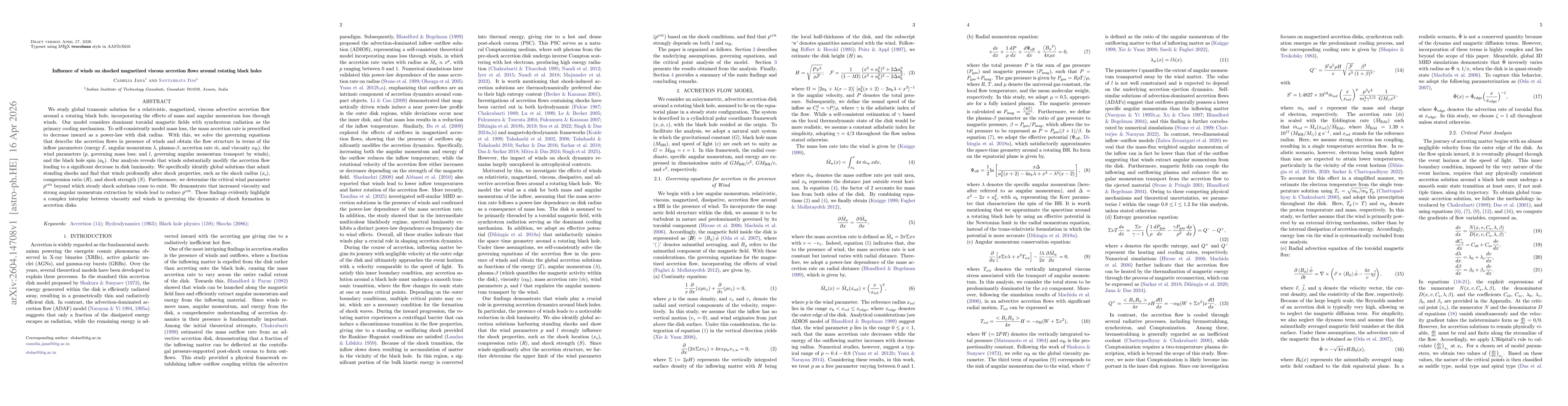 Thumbnail for Influence of winds on shocked magnetized viscous accretion flows around rotating black holes