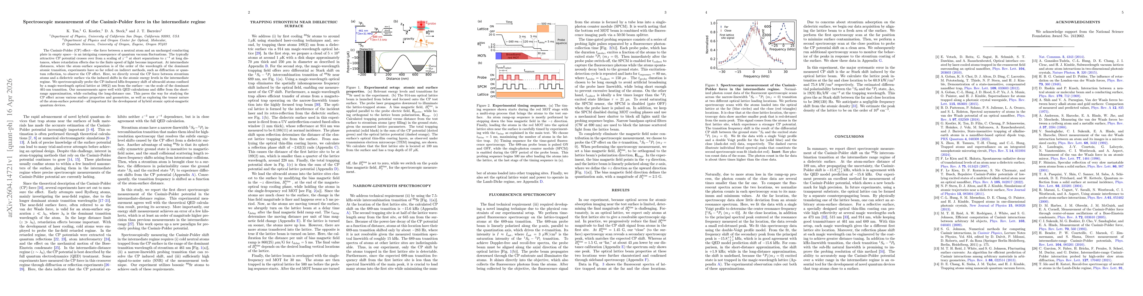Thumbnail for Spectroscopic measurement of the Casimir-Polder force in the intermediate regime
