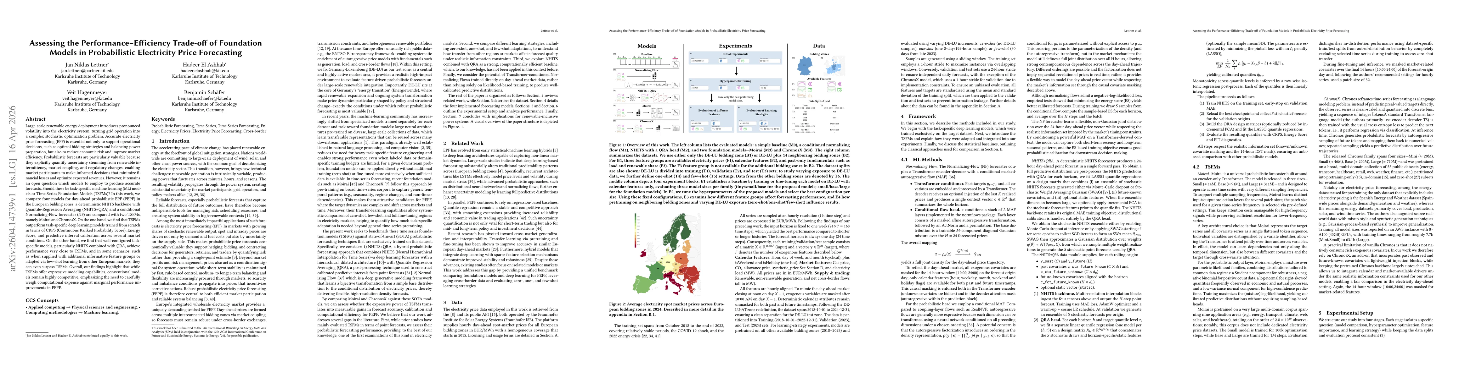Thumbnail for Assessing the Performance-Efficiency Trade-off of Foundation Models in Probabilistic Electricity Price Forecasting