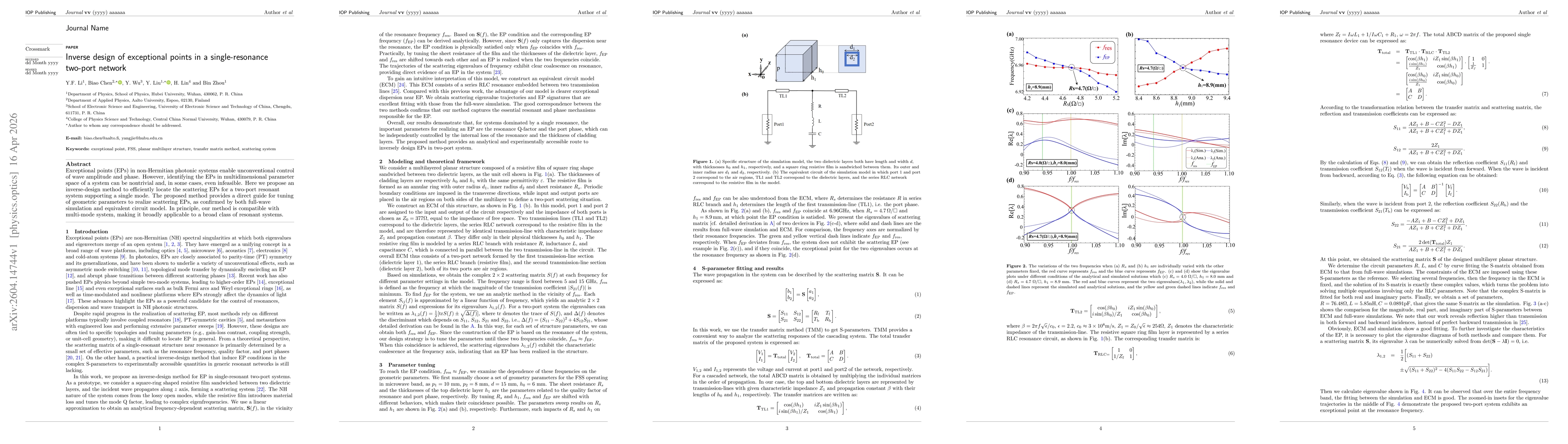 Thumbnail for Inverse design of exceptional points in a single-resonance two-port network