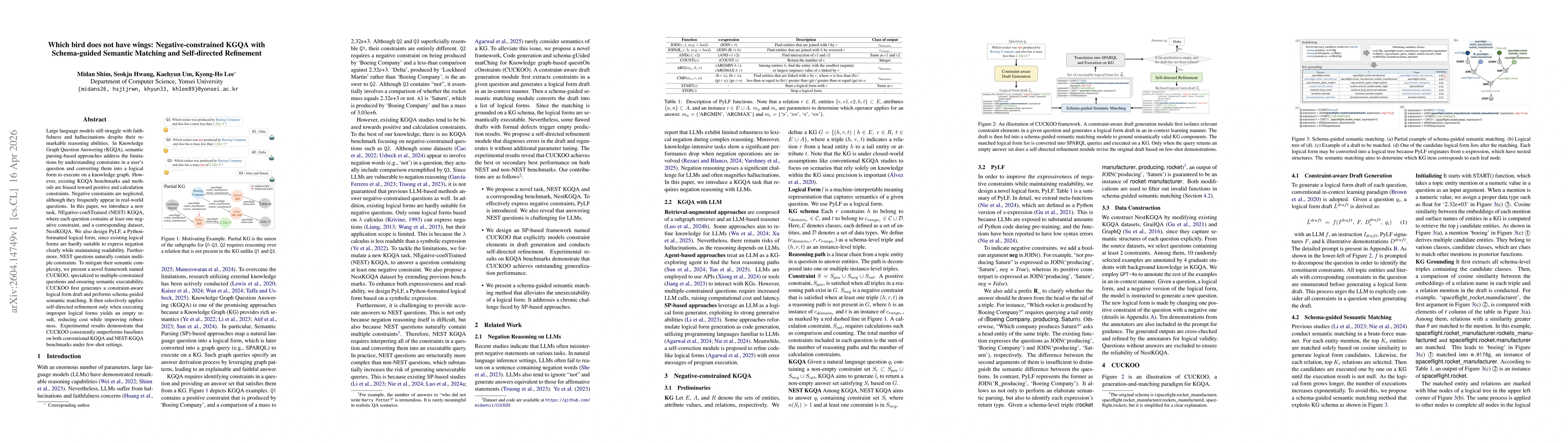 Thumbnail for Which bird does not have wings: Negative-constrained KGQA with Schema-guided Semantic Matching and Self-directed Refinement